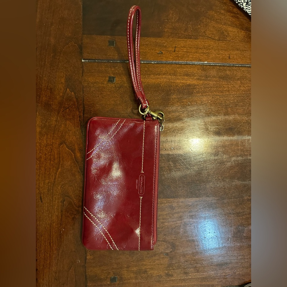 Coach Red Leather Wristlet